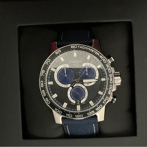 Tissot Men's Black and Blue Chronograph Watch - Picture 1 of 6